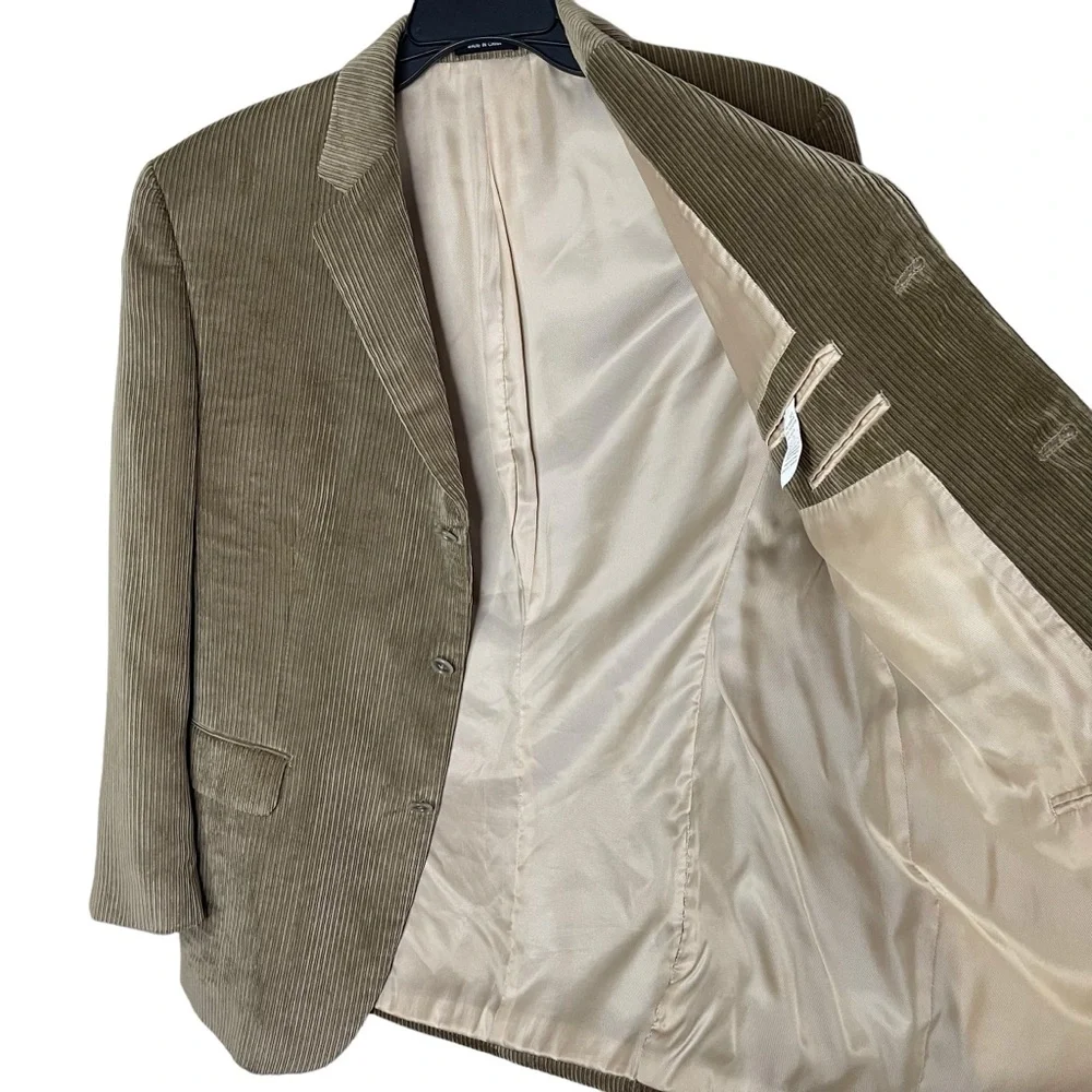 Calvin Klein Corduroy Blazer Men’s 44R Brown Three Button Suit Jacket Sport Coat